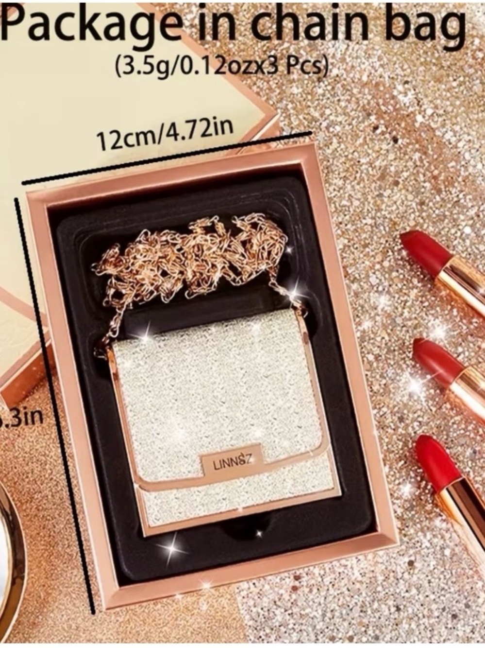 Shimmer Clutch & Red Lipstick Set - Rose Gold & Red - Picture 4 of 10
